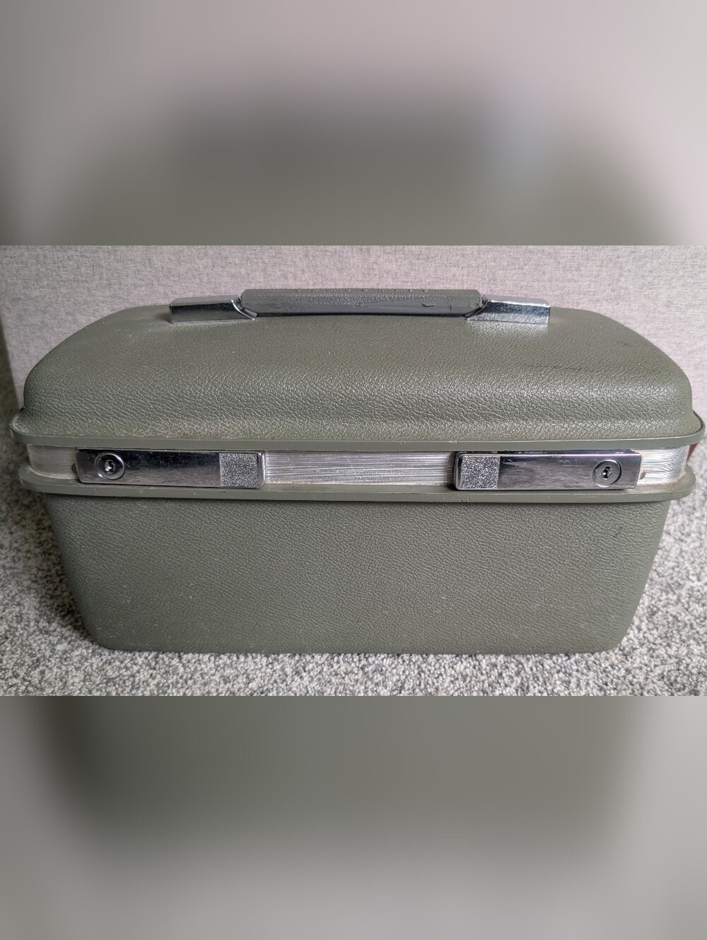 Vintage Samsonite Green Royal Traveller Medalist Train Makeup Case Tote w/ Tray